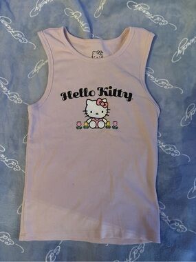 Hello Kitty Light Pink Tank Top with Floral Graphic